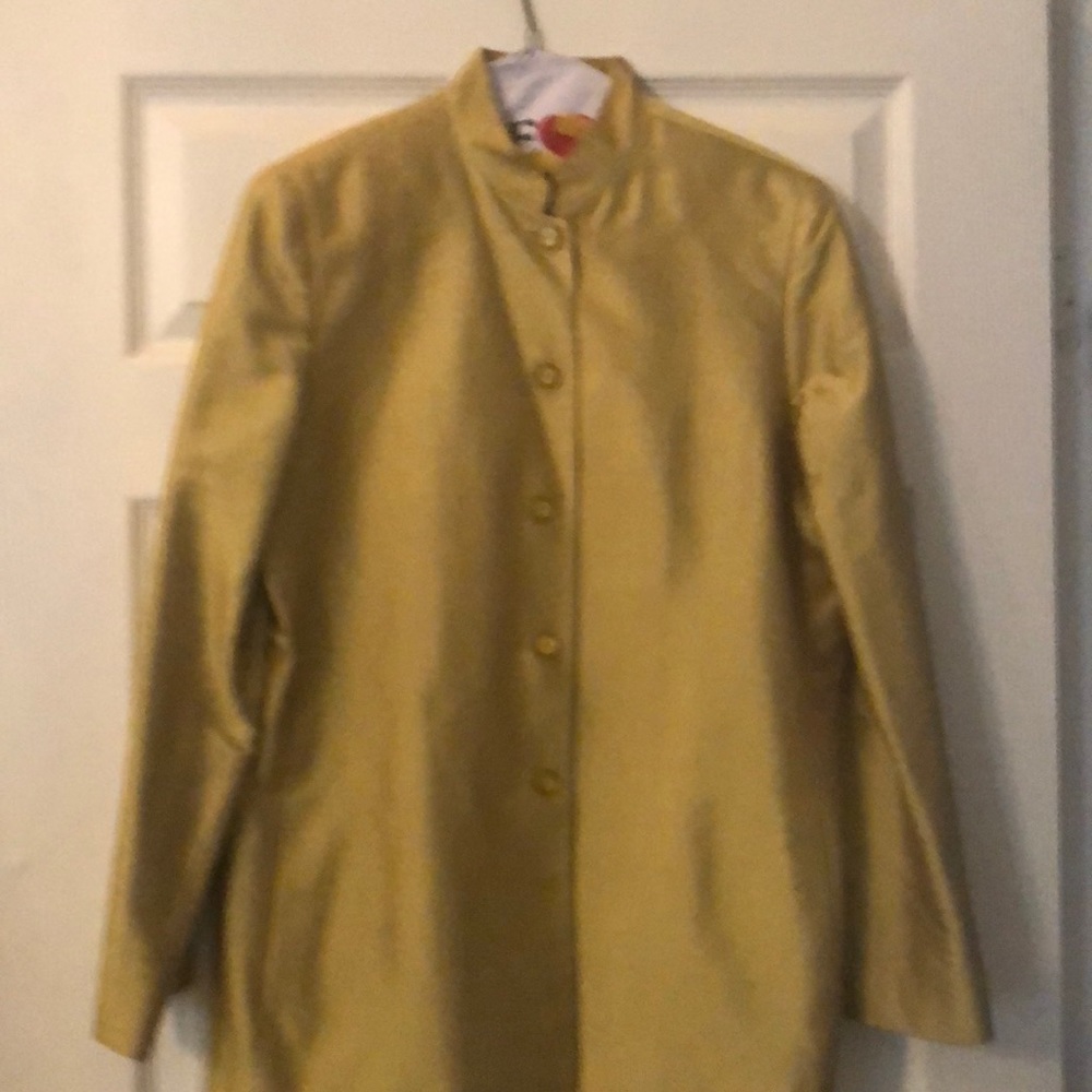 Green silk look jacket
